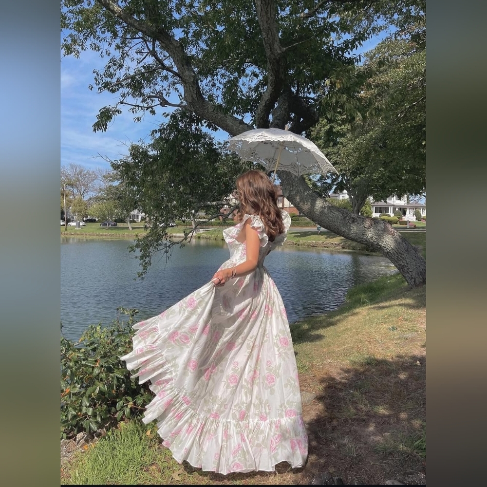 MAISON AMORY Monarch Dress Floral Pink and White Maxi Dress